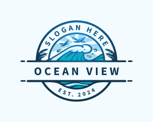 Wave Beach Ocean logo design