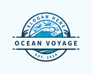 Wave Beach Ocean logo design