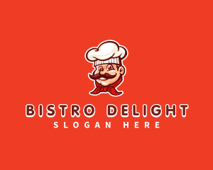 Mustache Chef Cook logo design