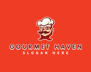 Mustache Chef Cook logo design