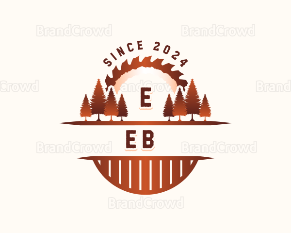 Sawmill Woodwork Tree Logo