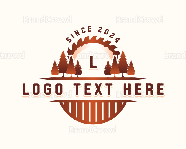 Sawmill Woodwork Tree Logo