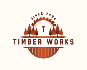 Sawmill Woodwork Tree logo design