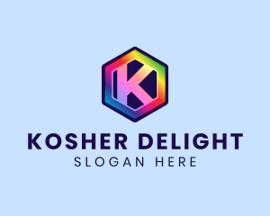 Rainbow Color Letter K logo design