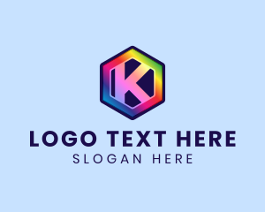 Tv - Rainbow Color Letter K logo design