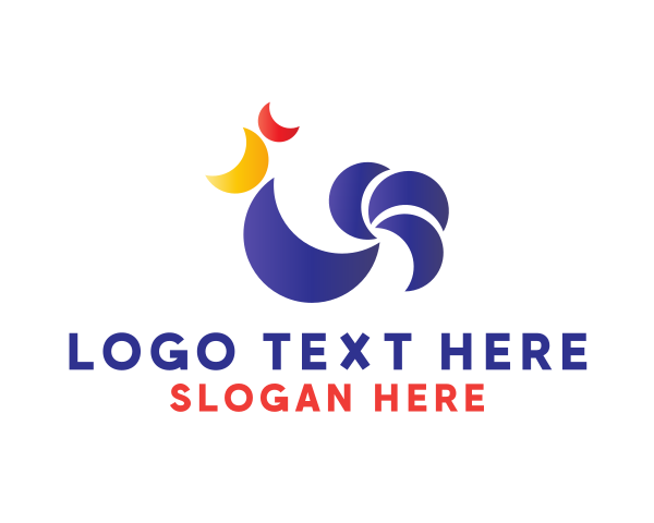 Poultry Farm - Moon Crescent Rooster logo design