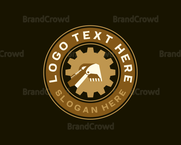 Excavator Cog Construction Logo