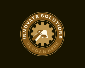 Excavator Cog Construction Logo