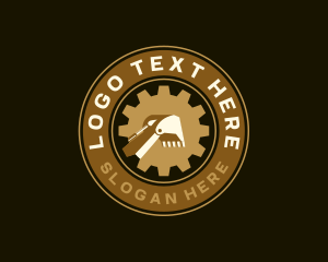 Excavate - Excavator Cog Construction logo design