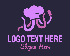 Squiggle - Purple Octopus Chef logo design