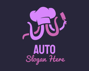 Squiggle - Purple Octopus Chef logo design