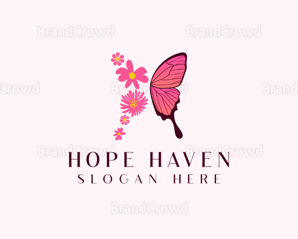 Floral Butterfly Wings Logo