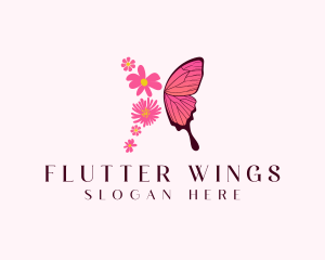 Floral Butterfly Wings logo design