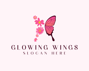 Floral Butterfly Wings logo design