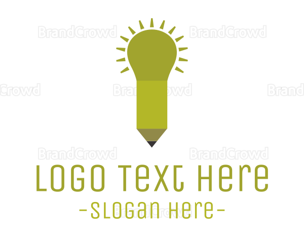 Pencil Light Bulb Logo