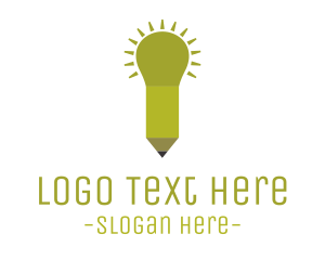Think Tank - Pencil Light Bulb logo design
