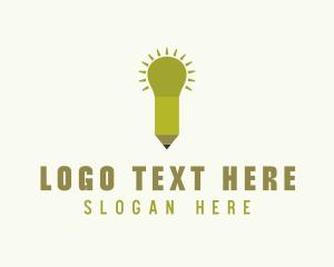 Pencil Light Bulb logo design