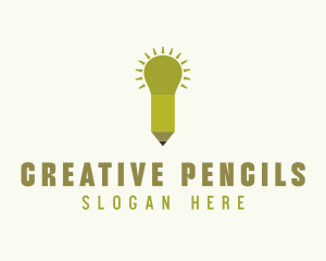 Pencil Light Bulb logo design