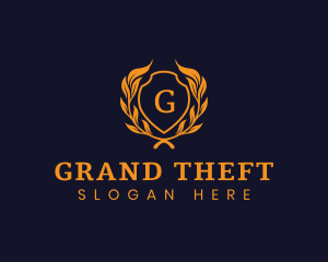 Financial - Shield Crest Wreath logo design