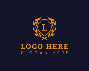 Fine Dining - Shield Crest Wreath logo design