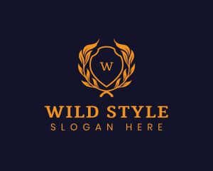  Shield Crest Wreath logo design