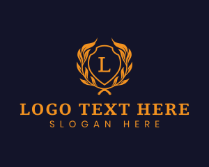Luxurious - Shield Crest Wreath logo design