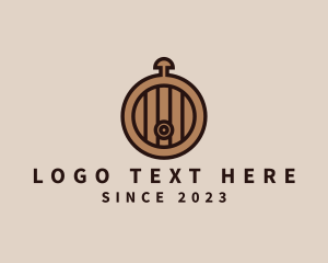 Lager - Alarm Clock Wine Barrel logo design