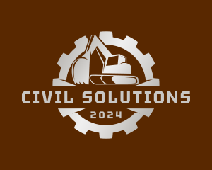 Construction Excavator Cogwheel logo design