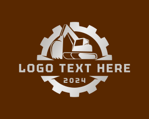 Heavy Equipment - Construction Excavator Cogwheel logo design
