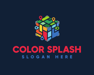 Colorful Locator Cube logo design