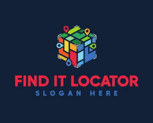 Colorful Locator Cube logo design