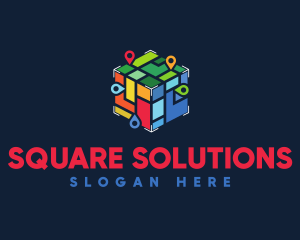 Colorful Locator Cube logo design