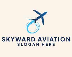 Aeronautical - Blue Airplane Pilot logo design