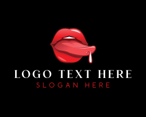 Naughty - Sexy Tongue Lips logo design