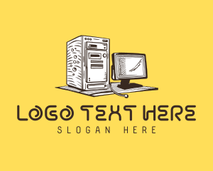 Workstation - Retro Vintage Computer logo design