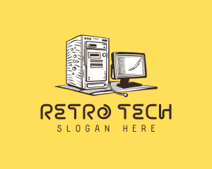 Retro Vintage Computer logo design