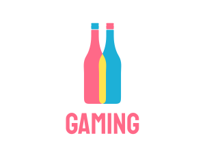 Colorful Wine Bottle  Logo