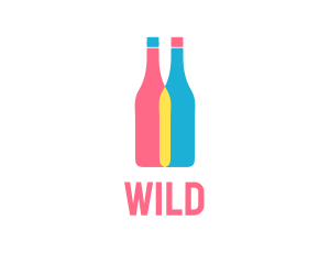 Colorful Wine Bottle  Logo