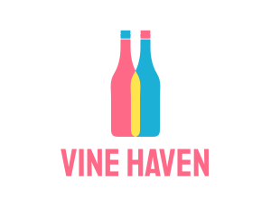 Colorful Wine Bottle  logo design