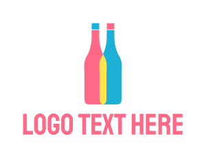 Colorful Wine Bottle  Logo