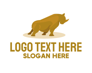 Rhinoceros - Gold Rhino Safari logo design
