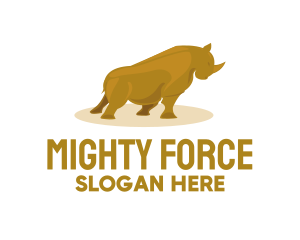 Powerful - Gold Rhino Safari logo design