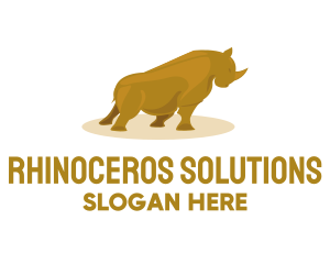 Rhinoceros - Gold Rhino Safari logo design
