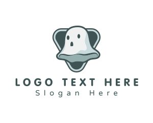 Haunted - Cute Spooky Ghost logo design