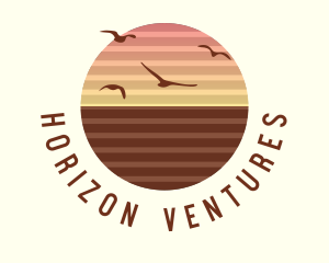 Sunset Birds Horizon logo design