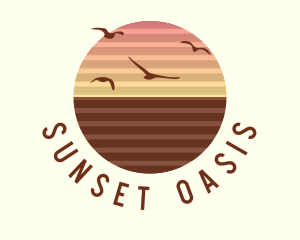 Sunset Birds Horizon logo design