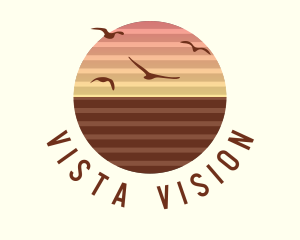 View - Sunset Birds Horizon logo design