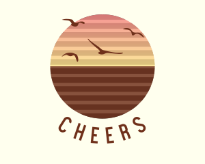 Mykonos - Sunset Birds Horizon logo design