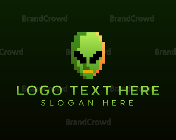 Alien Pixelated Gaming Logo