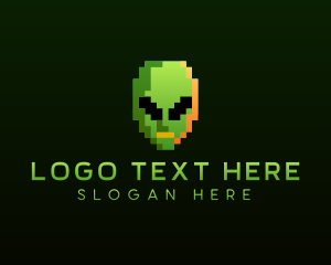 Strange - Alien Pixelated Gaming logo design